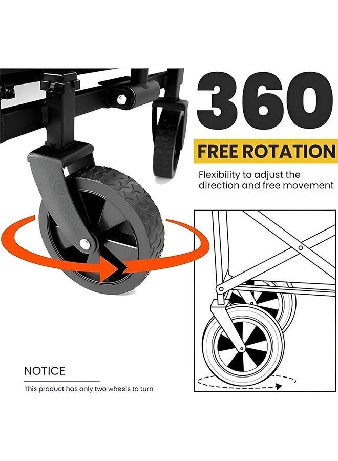 Eworld Foldable Wagon – 220lbs Collapsible Heavy Duty Garden Cart with All-Terrain Wheels for Camping, Sports, Shopping & Gardening (Black) - Image 5